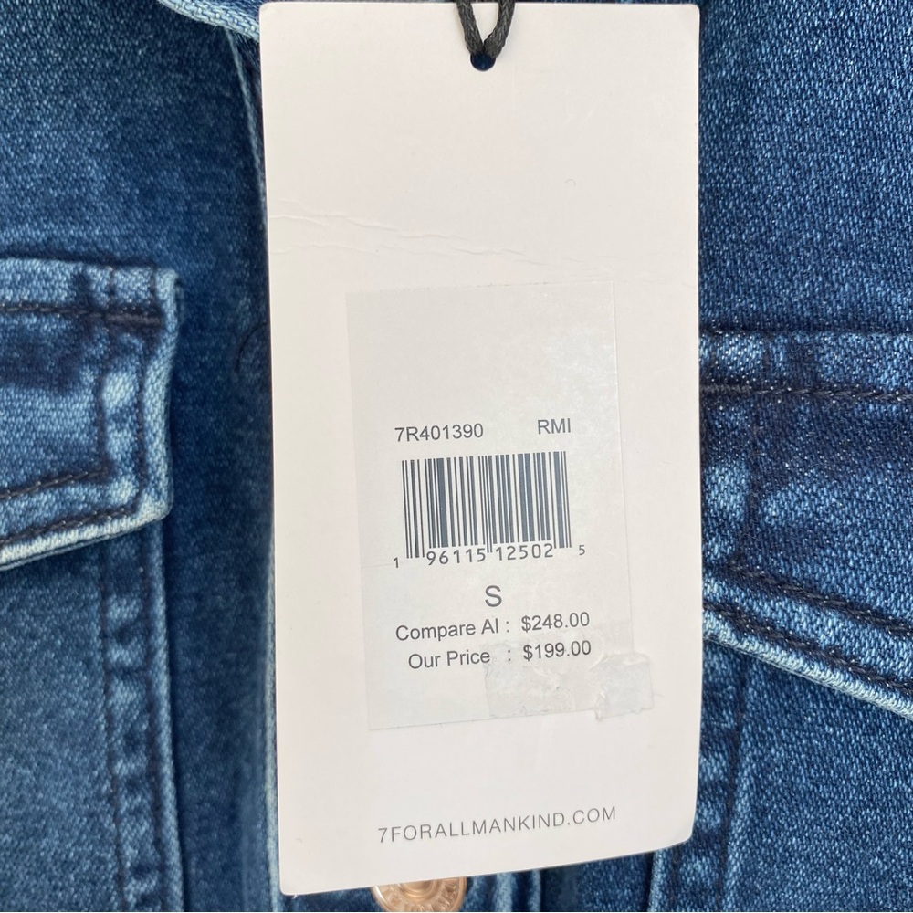 7 For All Mankind Dark Blue Denim Midi Dress - Picture 5 of 6